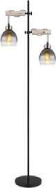 GLOBO Stehlampe Rauch natur schwarz Glas Holz