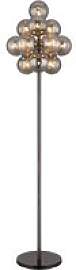 GLOBO Stehlampe schwarz Chrom Rauch Metall Glas