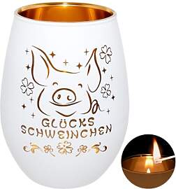 Glücksschwein Windlicht Glas Geschenke für
