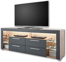GOAL TV-Lowboard in Artisan Eiche Optik, Grau mit