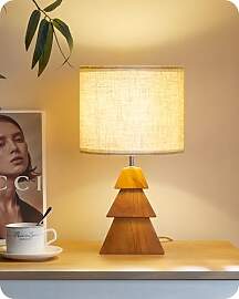 GOEBLESON Nachttischlampe aus Holz, Moderne