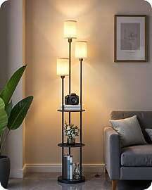 GOEBLESON Stehlampe Wohnzimmer mit Ablage,