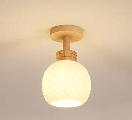 Goeco Deckenleuchte E27, Deckenlampe Holz aus