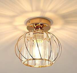 Goeco Gold Deckenleuchte Kristall, E27 Moderne