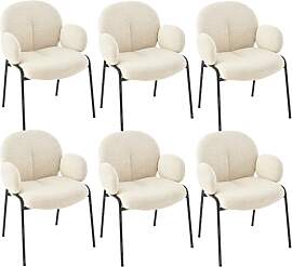 Goeurvant Esszimmerstühle 6er Set Beige mit