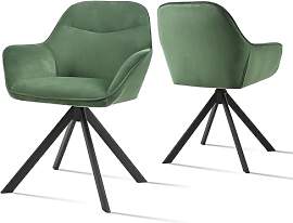 Goeurvant Esszimmerstühle drehbar Samt Grün mit