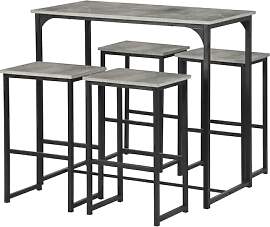 GOKHOMX Set mit hohem Bartisch und 4 Barhockern -