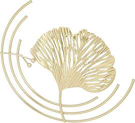 Gold Blatt Wand Deko, 24x19cm 3D Stereo Ginkgo