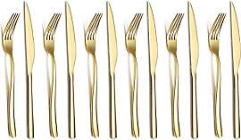Gold Steak Besteckset 12-Teilig, Premium Edelstahl 