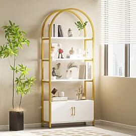 Goldene Bücherregal, Bücherregal Mit Türen,