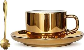Goldene Kaffeetasse Set mit Untertasse &