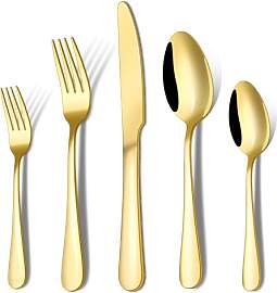 Goldenes Silberbesteck-Set, 20-teiliges Besteckset 