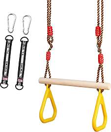 GOLDGE Trapez Schaukel Holz Schaukel Outdoor mit