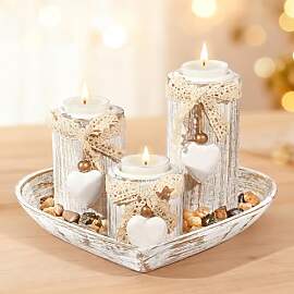 GoMaihe Holz Teelichthalter mit Tablett: