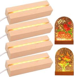 GOMETY 4 Stück Holz LED Lichtsockel, USB Led