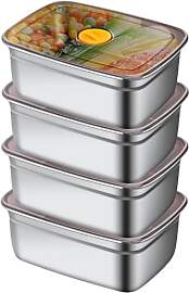GOMETY 4er-Set 1200ml Edelstahl Frischhaltedosen