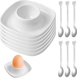GOMETY 6 Stück Eierbecher Porzellan Weiß, Weiss