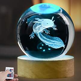 GOMETY Axolotl Kristallkugel Nachtlicht, 16 Farben 
