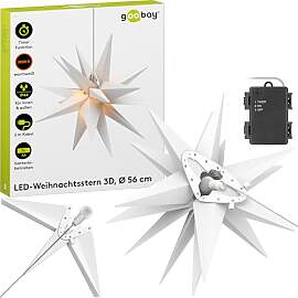 goobay 64788 LED Weihnachtsstern 3D Ø 56 cm/Stern 