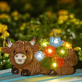 Goodeco Solar Sukkulente Hochlandkuh Statue –