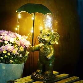 Goodeco Solarleuchte Elefant Gartenornament – 22 