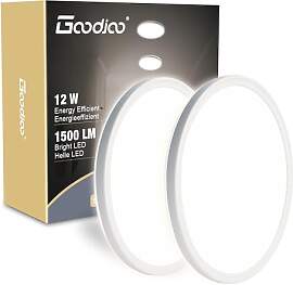 Goodjoo 2Stück LED Deckenleuchte Flach, 12W 4000K 