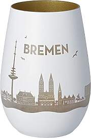 Goodtimes Windlicht Bremen Skyline Weiß & Gold