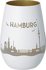 Goodtimes Windlicht Hamburg Skyline Weiß &
