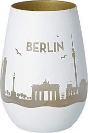 Goodtimes Windlicht Skyline Berlin Weiß & Gold
