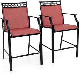 GOPLUS Gartenstuhl 2er Set, Barhocker Barstuhl mit 