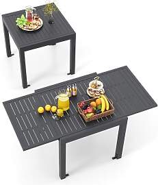GOPLUS Gartentisch ausziehbar, 80/160x80x75cm