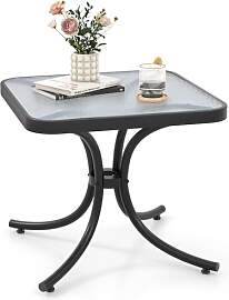 GOPLUS Gartentisch Metall, 50cm Beistelltisch