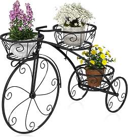 GOPLUS Pflanzenregal Fahrrad, Blumenregal mit 3