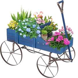 GOPLUS Pflanzschubkarre, Blumenwagen mit Rollen