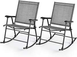 GOPLUS Schaukelstuhl Outdoor, 2er Set Gartenstuhl