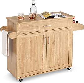 GOPLUS Servierwagen mit Schublade & Schrank,