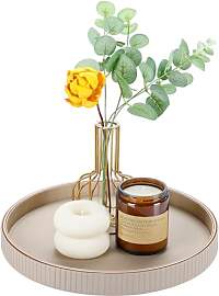 GORESE Serviertablett, Leder Rund Deko Tablett