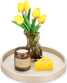 GORESE Serviertablett, Leder Rund Deko Tablett