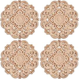 GORGECRAFT 4Stk Runde Holzapplikationen 10cm