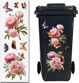 GORGECRAFT Mülltonnen Aufkleber Rosa Blüten