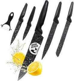 GOURMETmaxx Messerset schwarz Stahl 6 tlg.