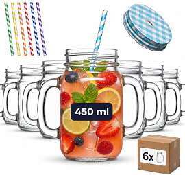 gouveo 12er Set Trinkgläser 450 ml mit Deckel