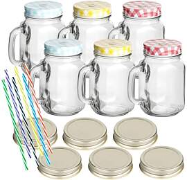 gouveo 6er Set Trinkglas 450 ml mit Henkel und