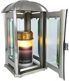 Grablaterne, Grablampe, Grablicht aus Edelstahl