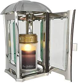 Grablaterne, Grablampe, Grablicht aus Edelstahl