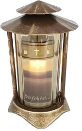 Grablaterne, Grableuchte aus Metall rund inkl.