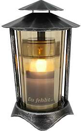 Grablaterne, Grableuchte aus Metall rund inkl.