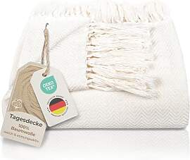 Gräfenstayn Premium Tagesdecke mit Fransen - 100% 