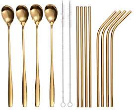 GRÄWE Trinkhalm-Set 14-TLG, Edelstahl, Gold