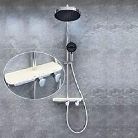 Grau/Chrom Regendusche-Set für Badezimmer,